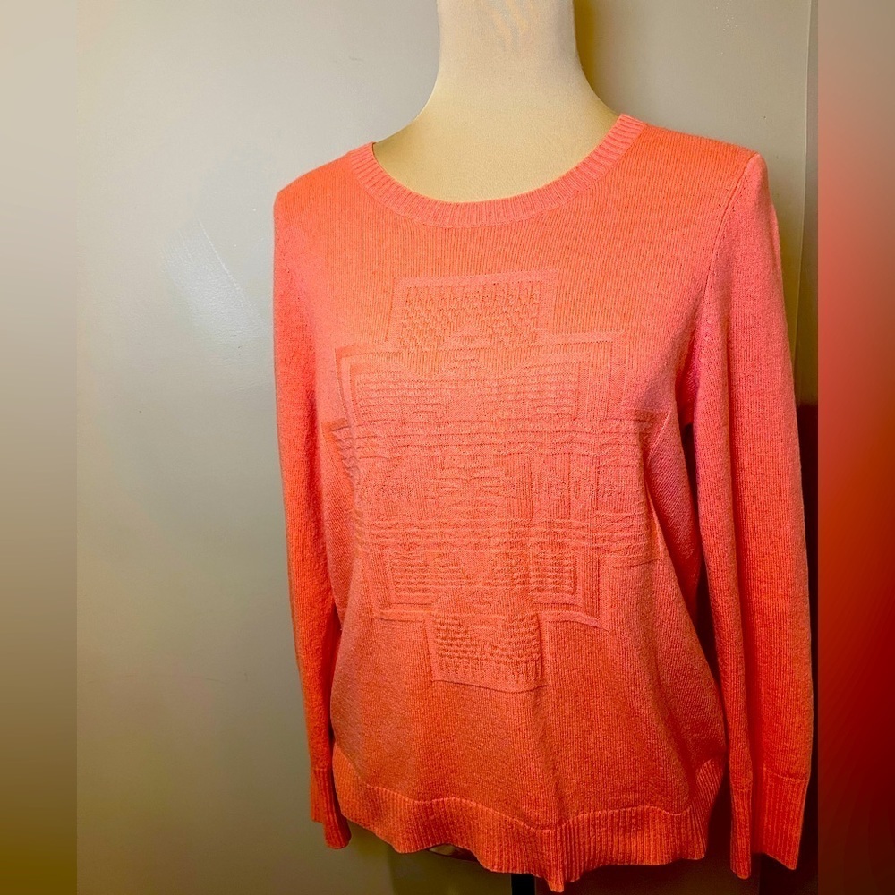 Pendleton Cashmere Coral Sweater with Aztec Design, size M